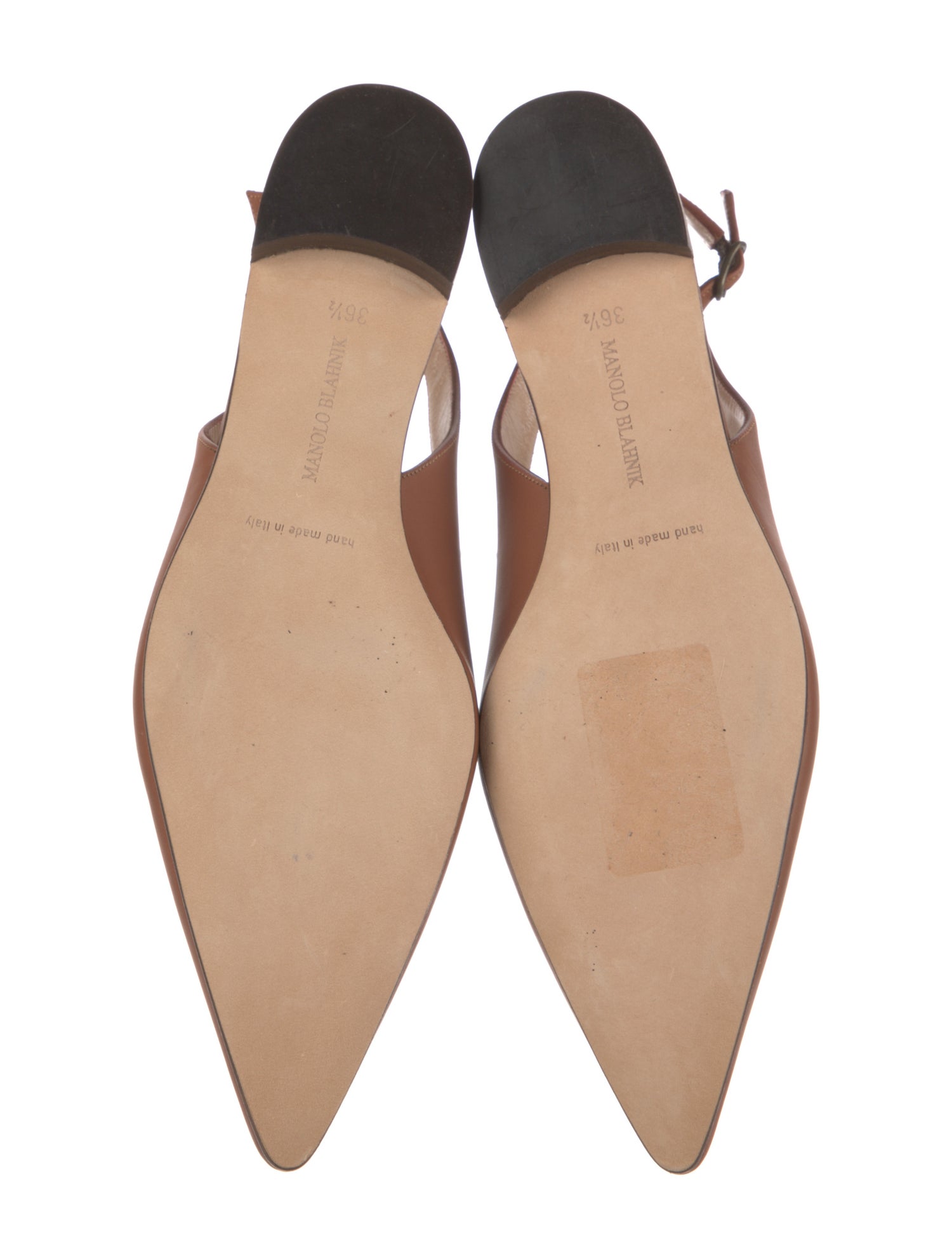 Manolo Blahnik Leather Slingback Flats